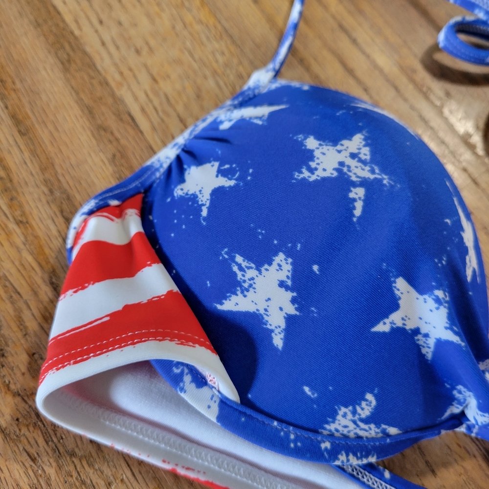 NWT xhilaration Sz S Flag Swim Top - Picture 2 of 7
